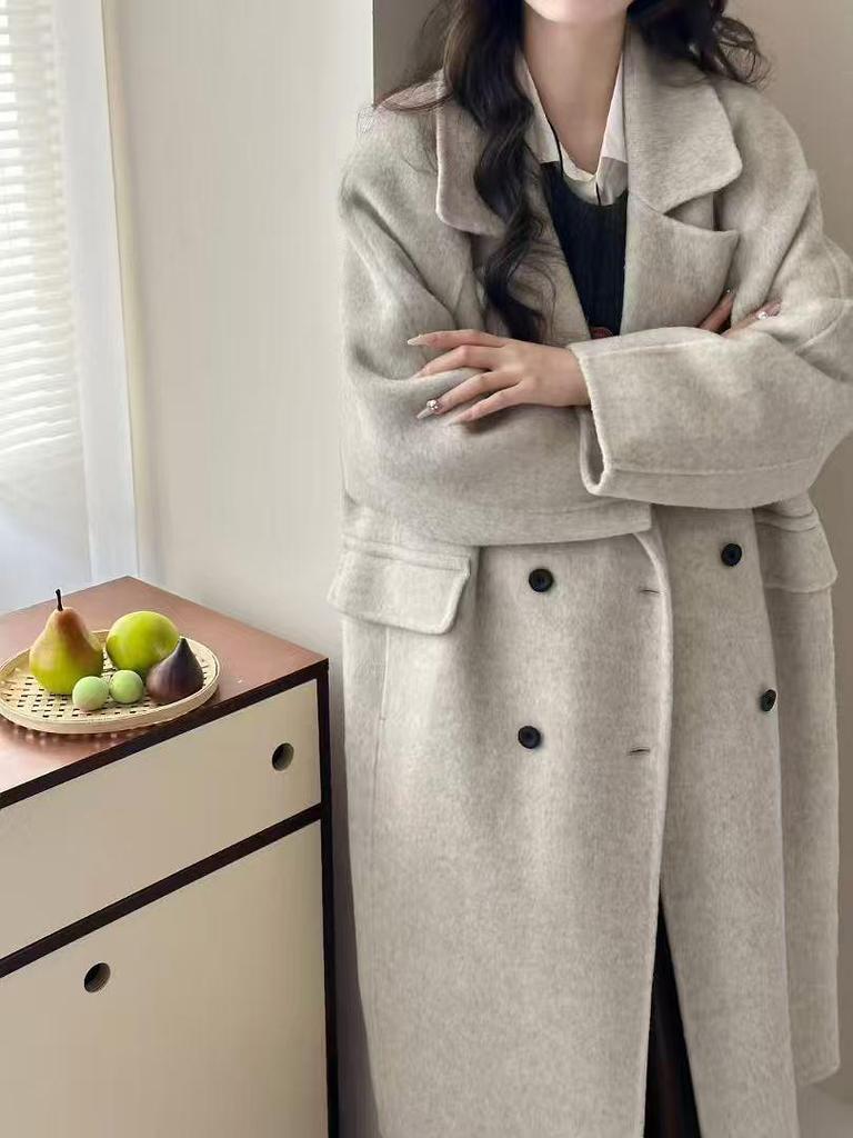 Double-Sided Wool Coat: Women's Long, Loose Korean Style with High-End Luxury for Autumn/Winter