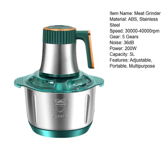 5L elektrický mlýnek na maso mlýnek na maso velká kapacita nastavitelná rychlost víceúčelový sekáček na zeleninu a maso kuchyňský robot
