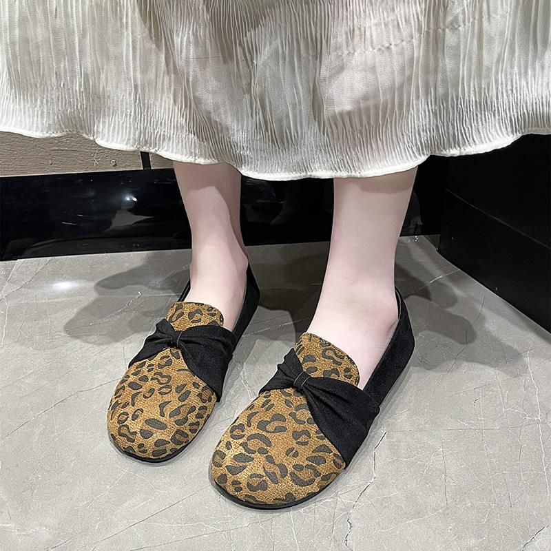 Suede Flat Single Shoes Autumn New Round Toe Deep Mouth Front Lace-Up Soft Sole Non-Slip Wear-Resistant Plus Size Low Top Shoes