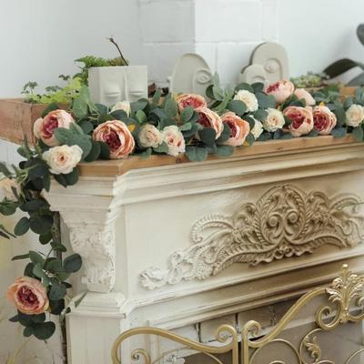 Enredadera de flores artificiales de seda para colgar en la pared, plantas falsas de ratán para Navidad, guirnalda de hojas, decoración romántica para bodas y el hogar