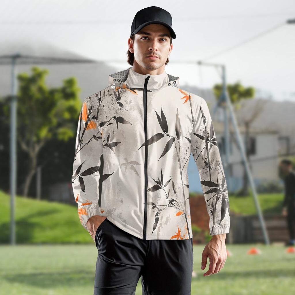 Children's Adult Fashion Printed Hooded Training Windproof Rainproof Sunscreen Sports Jacket Running Fitness Quick Dry Jacket