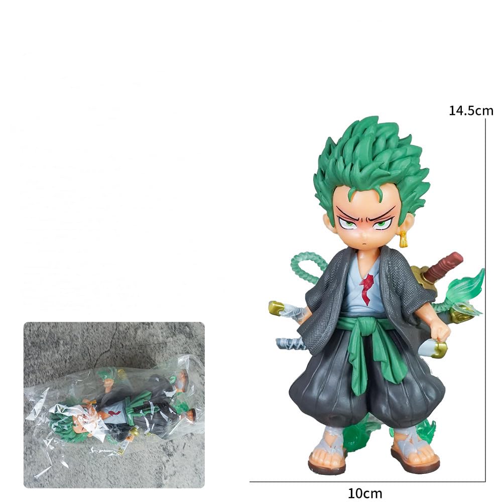Q Version Zoro Anime Statue Zoro Hero One Piece Roronoa Zoro Approx 15cm PVC Action Figure [Used]