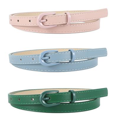 Candy Color Thin Pu Leather Pin Buckle Belt Women'S High-End Clothing White Belt