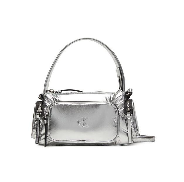 Calvin Klein Pocket Silver Nylon Small Bag