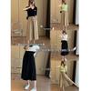 Women's Summer Wide-Leg Cropped Pants: Pear-Shaped, High Waist, Slimming, Loose Fit with Drapey Drawstring