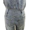 Women's Casual Washed Sleeveless Denim Jumpsuit with Wide-Leg Pants - TS1300 Cross-border Source