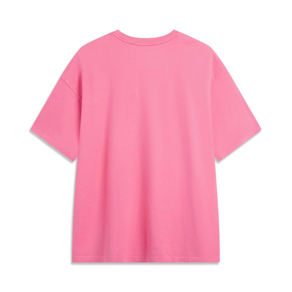 Li Ning T Shirts Men's Blossom Dan Pink Crew Neck Moderate Straight Fit AFDV569-4