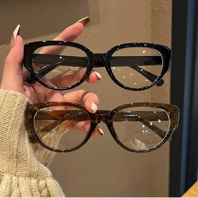 5 pcs Vintage Brown Cat Eye Reading Eyeglasses for Women Girls Fashion Blue Light Blocking Lens Glasses Vacation Eyewear