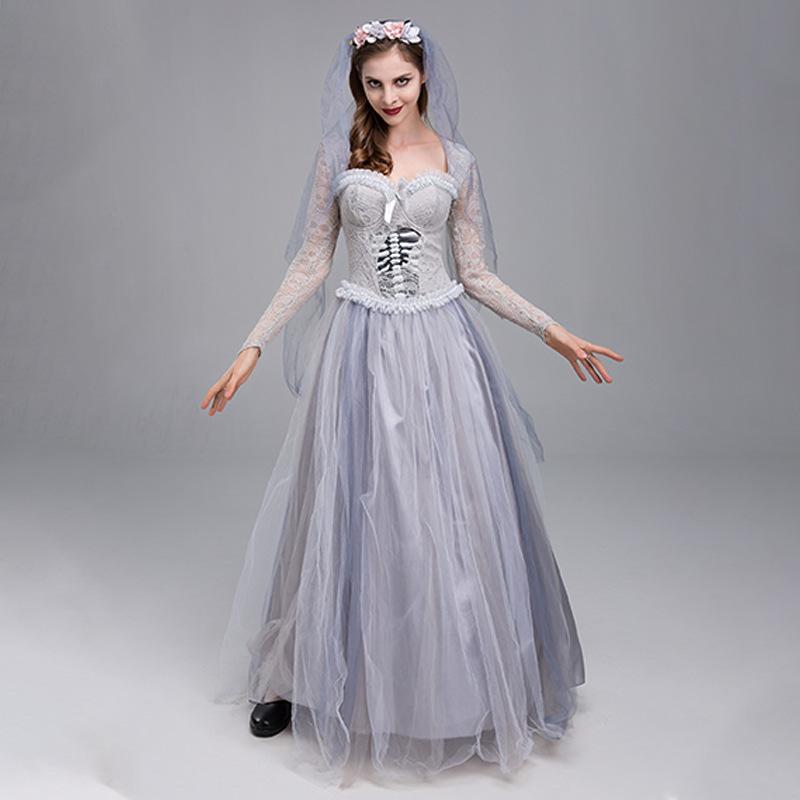 

Halloween Dress Ladies Ghost Bride Dress Costume Set XL