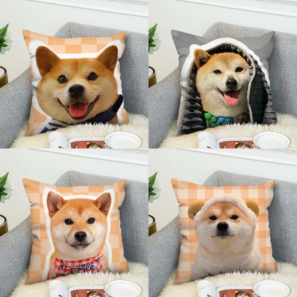 Shiba Inu Pillow Case For Car Sofa Decorative Home Doublesided Print Plush Square Throw Pillow Cushion Cover