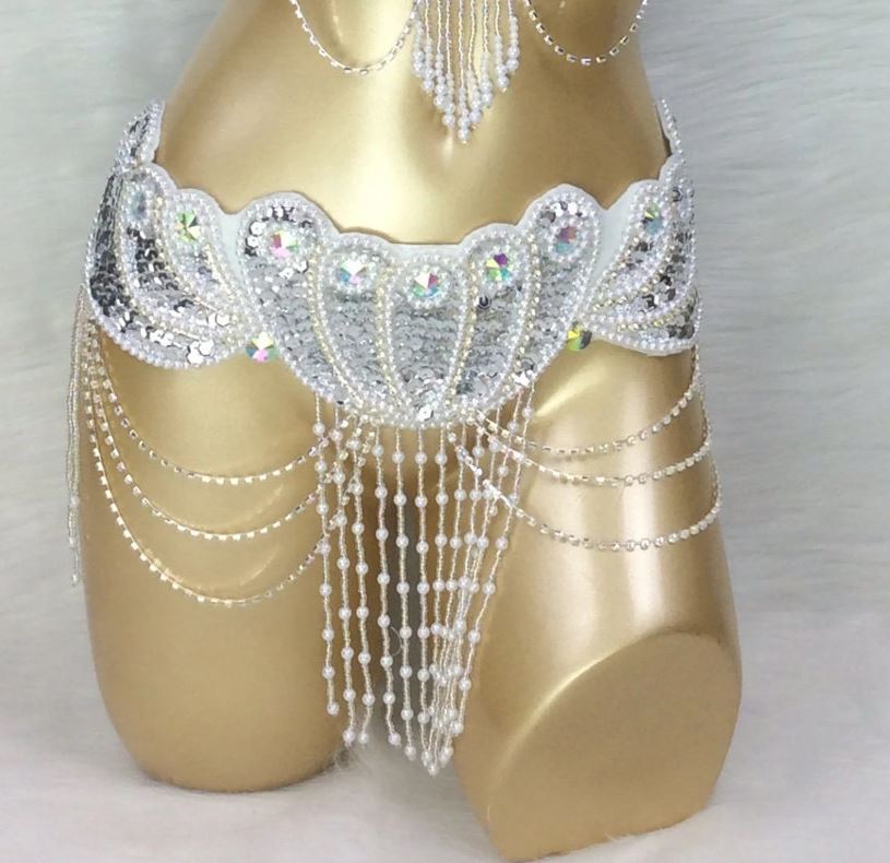 New Style Belly Dance Costume Women Sequins Hip Scarf Wrap Bellydancing Belt with Tassel Beads Waist Chain