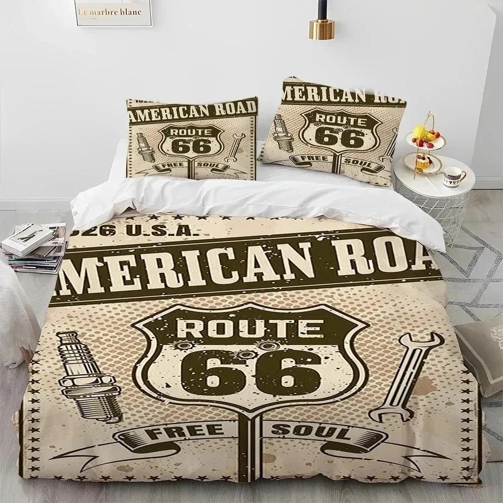 Historic Route 66 Mother Road Bedding Set Bedroom Soft Modern Bedspreads Comefortable Duvet Cover Quilt Cover And Pillowcase