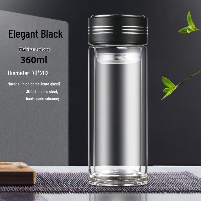 MINGHUI Double-Layer Glass Cup with Steel Lid