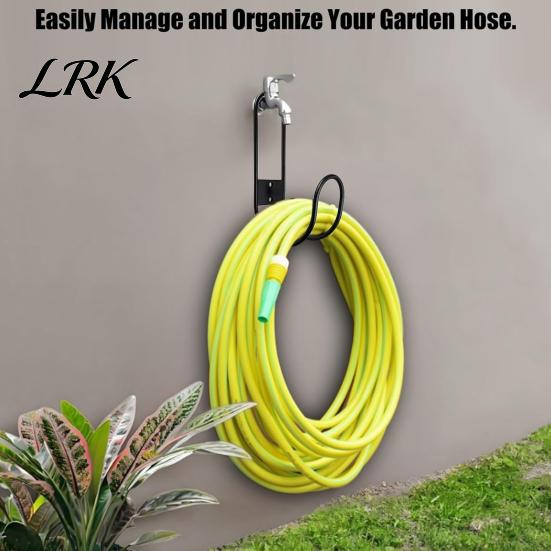 Garage Organization System Heavy Duty Garden Hose Holder, Wall Mount Iron Water Metal Hook Hanger, Multi-functional Organizer for Cables Mops