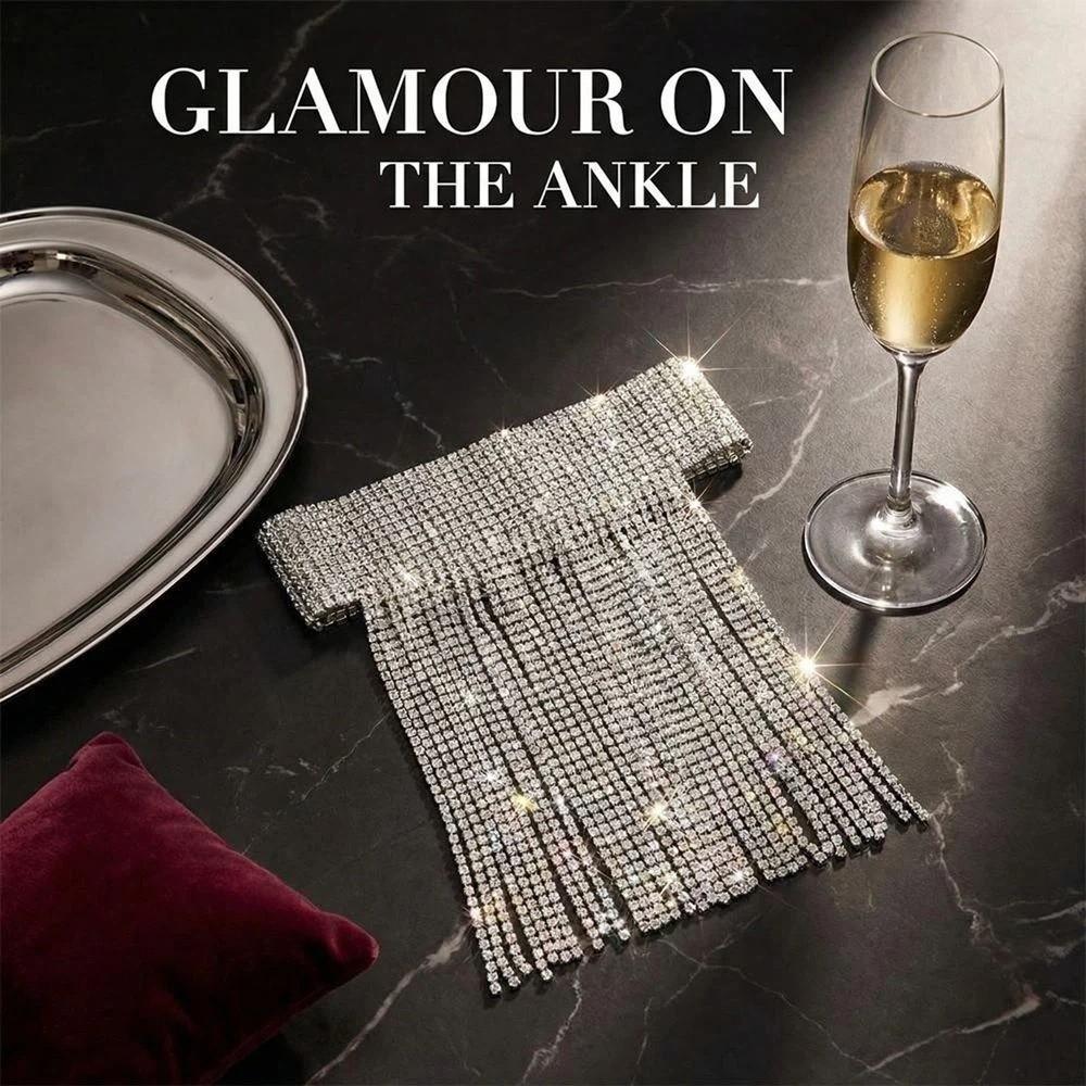 Adjustable Rhinestone Tassel Anklet Delicate Foot Chain Jewelry  High Heel Shoes