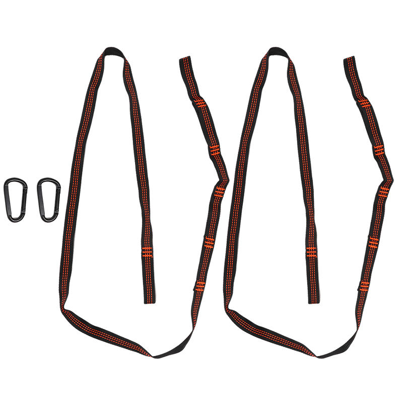 

2 шт. усиленных полиэстеровых ремней с карабинами для кемпинга на открытом воздухе, сверхпрочные легкие ремни для гамака на дерево One Size оранжевый