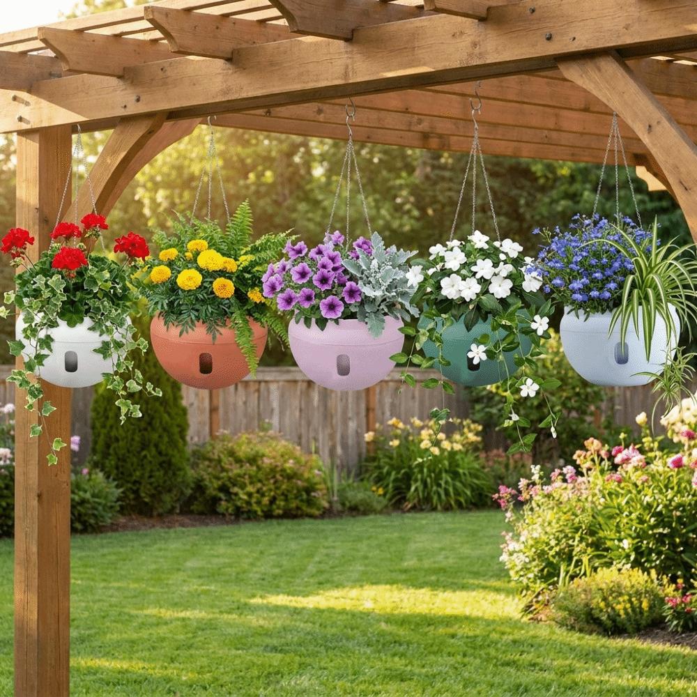 Self Absorbing Water Hanging Flower Pot Detachable Water Storage Planter  Balcony
