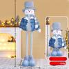 Bambola Telescopica di Natale a Quadri Blu, Statuina di Babbo Natale Pupazzo di Neve Renna in Piedi, Decorazione per Camino Festiva di Natale