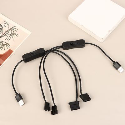 1Pc 1 To 2 4 Pin USB Cable 12V To 5V Computer Case Fan Power Supply Fan Power Switch Adapter Cable With On Off Switch