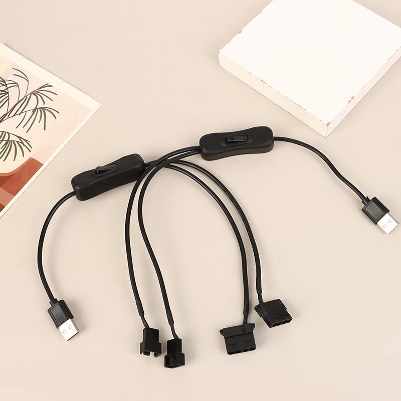 1Pc 1 To 2 4 Pin Usb Cable 12V To 5V Computer Case Fan Power Supply Fan Power Switch Adapter Cable With On Off Switch