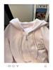Women's Sweet Preppy Pink Hooded Sweatshirt - Bow Cardigan for Autumn/Winter