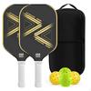2 Pieces Carbon Fiber Paddles for Pickleball Textured Paddleball Set with Bag Perforated