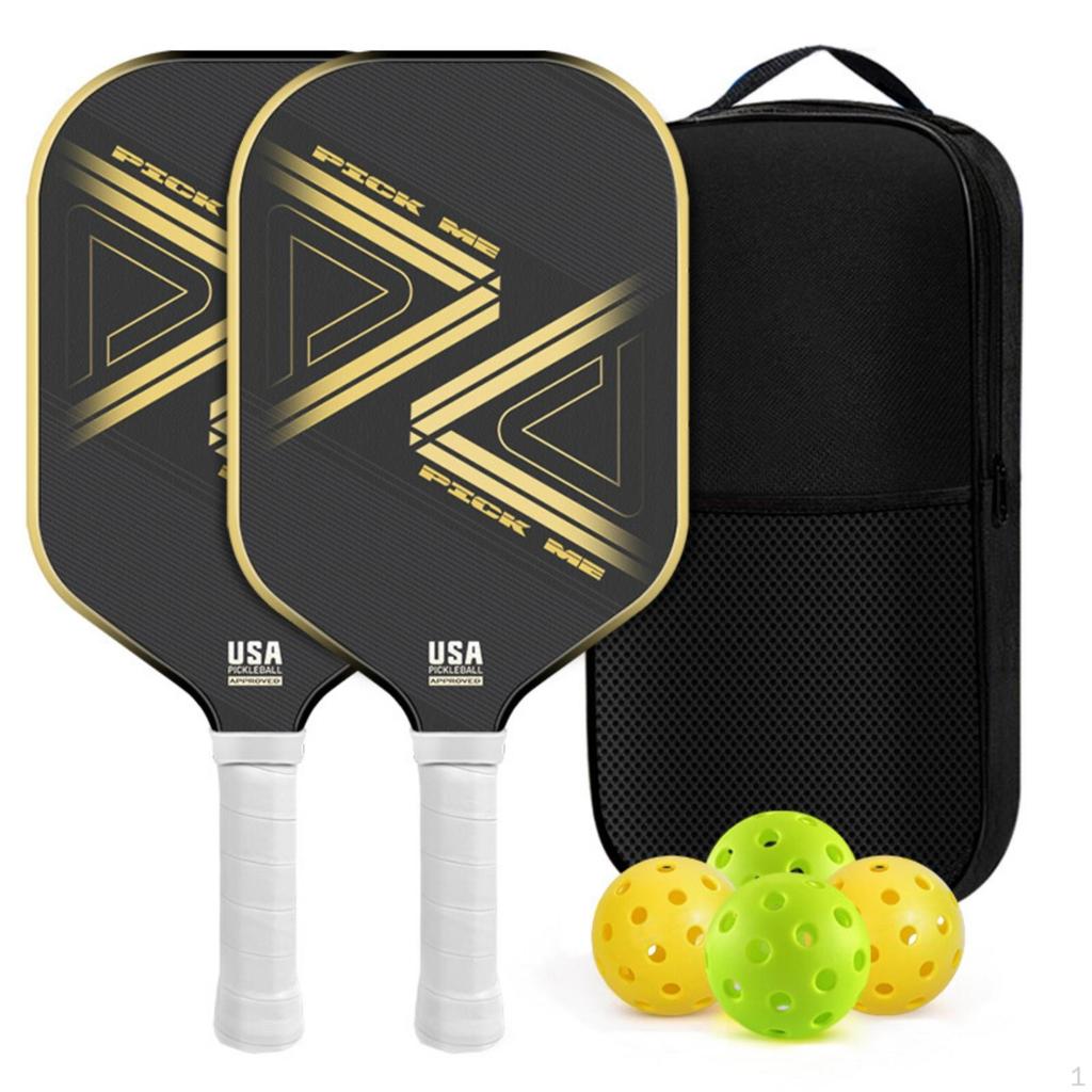 2 Pieces Carbon Fiber Paddles for Pickleball Textured Paddleball Set with Bag Perforated