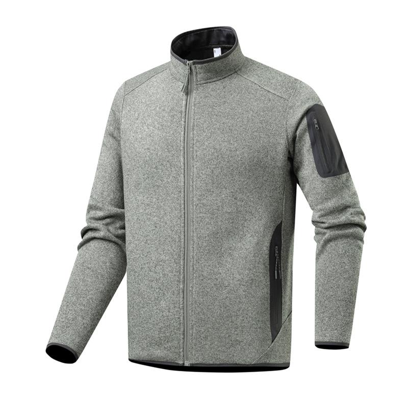 Stand Up Collar Fleece Jacket Autumn and Winter Cardigan Long Sleeved Fleece Jacket Men's Warm and Cold Resistant Breathable Thick Assault Jacket