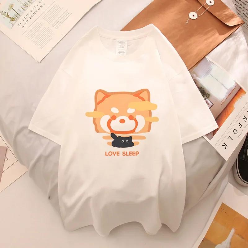 Rock Puppy Couple Clothing Rabbit Kawaii Women's T-shirt Y2k Fashion Blouse Harajuku Streetwear Cat Print Tops Women Clothing
