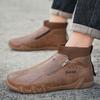 New Casual Shoes for Men Luxury Round Toe Men Ankle Boots Light Slip On Walking Shoes Outdoor Comfor Men High Top Sneakers