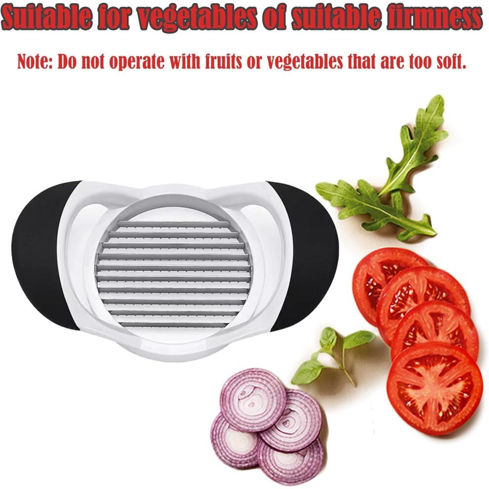 Tomato Slicer Stainless Steel Vegetable Cutter with 10 Sharp Blades and Ergonomic NonSlip Handle