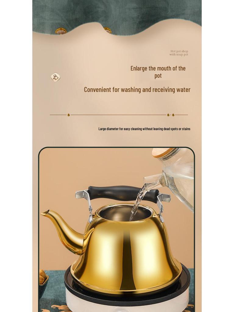 Commercial Stainless Steel Whistling Kettle for Tea & Soup Refill in Restaurants & Homes