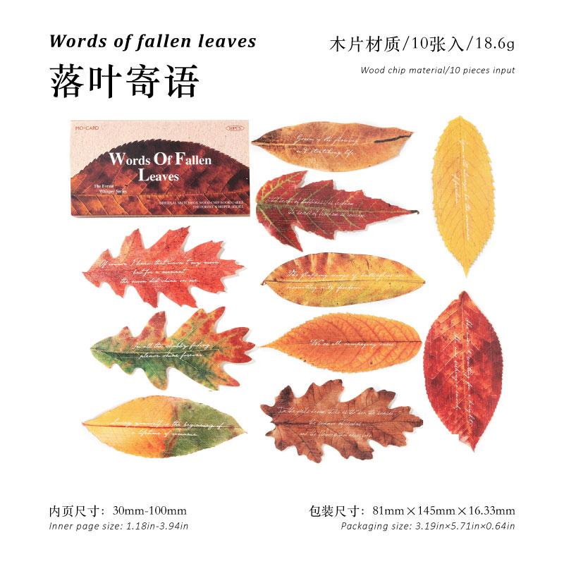 

JIAMEI 10sheets Forest Whispers Series Retro English Words and Phrases Wood Chips Bookmarks Learning Reading Tags DIY Supplies