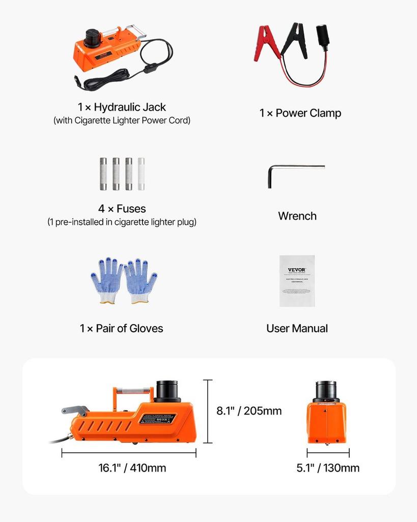 Electric Car Jack 15 Tons /33000 Lbs Portable Jack Kit with LED Light