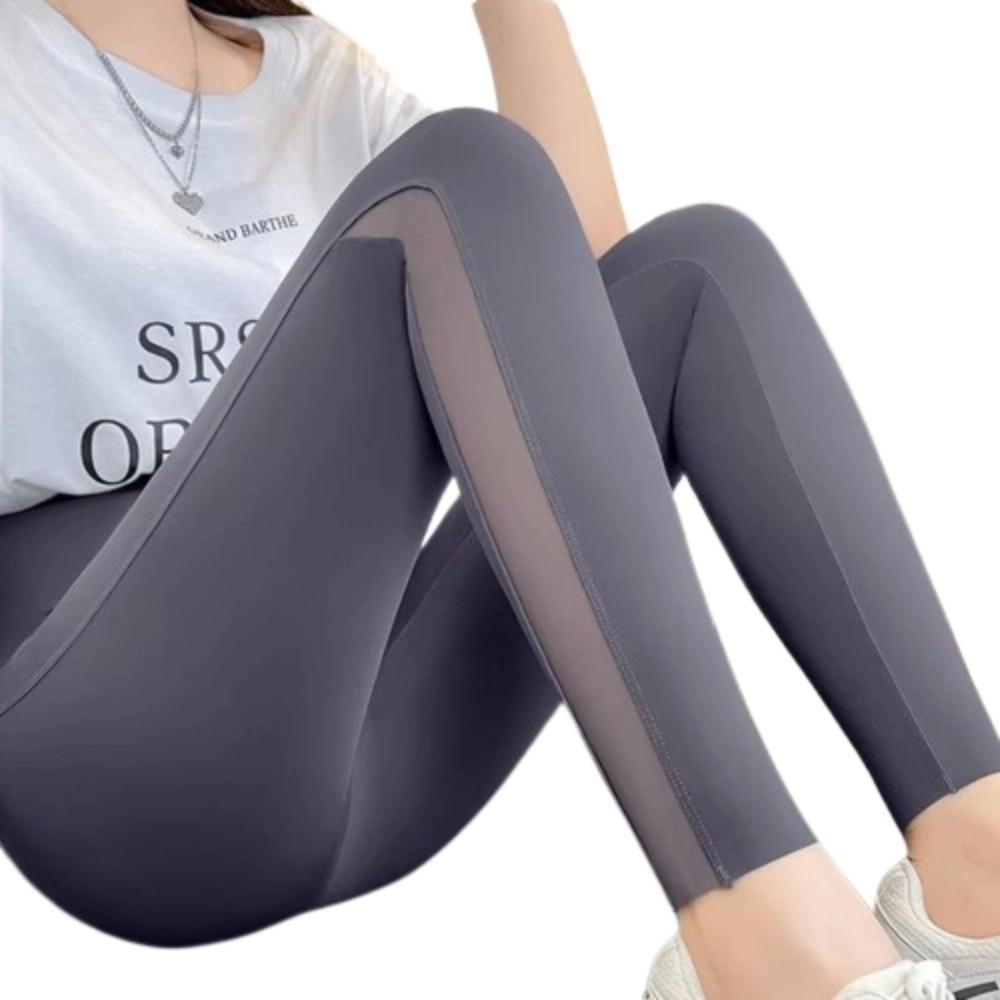 Ice Leather Yoga Pencil Pants Mesh Female Tight Trousers Women Sharkskin Pants for Summer