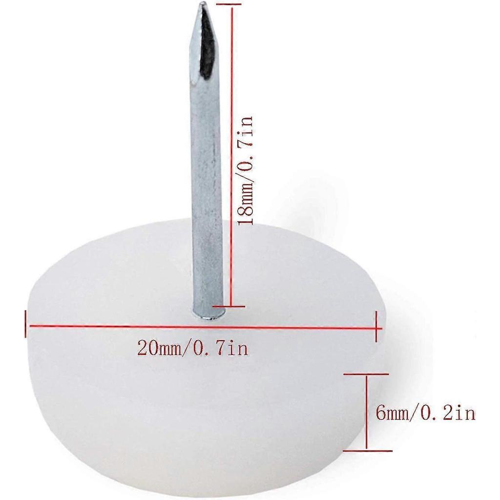150Pcs 20mm Nylon Furniture Sliders Nail On Chair Leg Floor Protectors Nail with