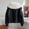 Fashion Faux Fox Fur Loose  Biker Jacket Women Coat Winter Outerwear