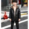 Lässige Jungen-Lederjacke mit Fleecefutter für Herbst/Winter – Mittellange, verdickte Kinderjacke