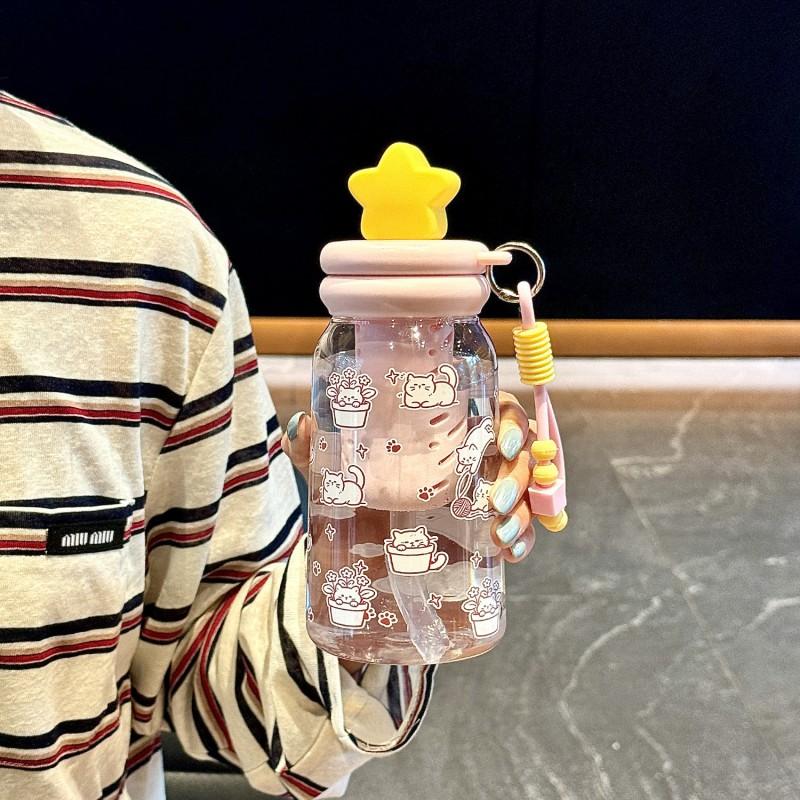 Tritan 500ml Leak-Proof Travel Water Bottle With Straw Lid Tea Infuser Women Girls Portable Drinkware