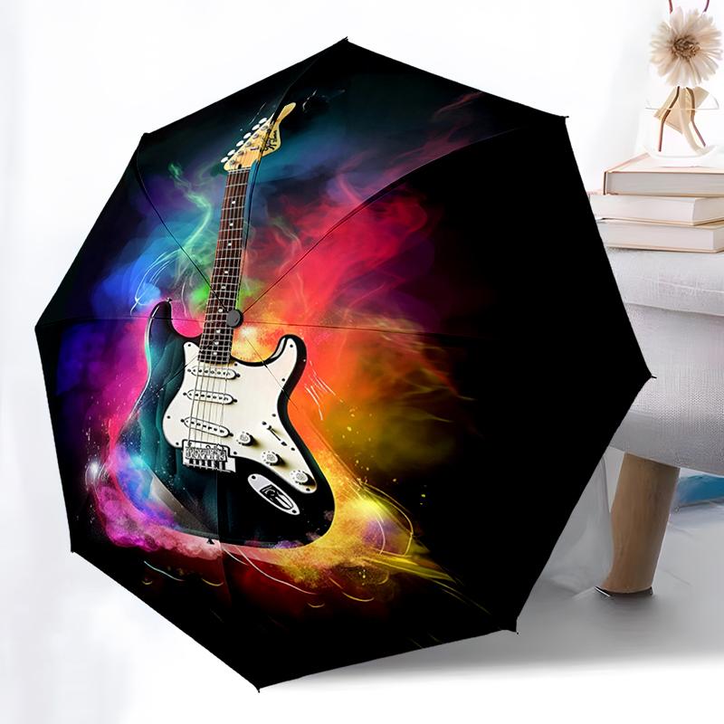 Colorful Retro Guitar Umbrella Automatic Open/close, Iron Frame & 8-Rib Structure, Umbrella for Women & Men, Christmas Gifts