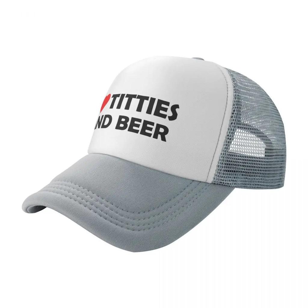 Gorra de camionero unisex para mujer I Love Titties and Beer, gorras de béisbol con malla para exteriores, snapback, gorra de humor ajustable, gorra de carreras, moda