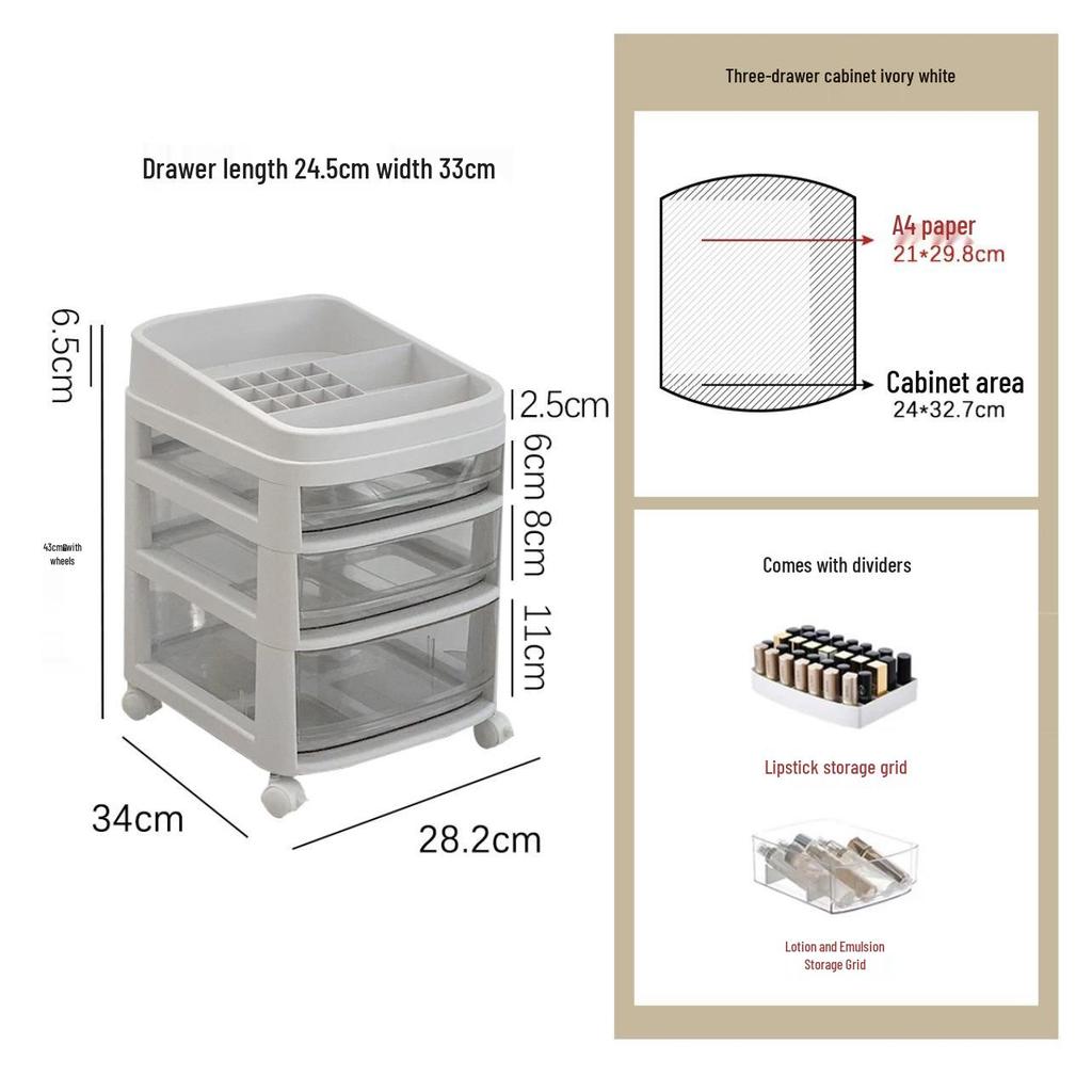 Akrylowa szafka do przechowywania makijażu z szufladami i ruchomymi półkami