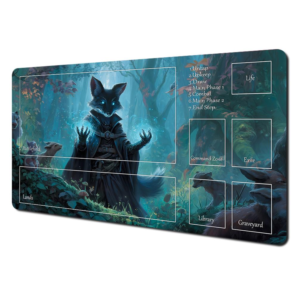 Magic Card Playmat Mtg Playmat Rabbit Archer Raccoon Nonslip Stitched Edge Gathering Gaming Mats Tapete Magic Mtg Card Pad