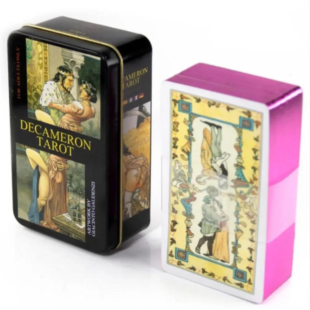Wondering spirit Tarocchi 78 pezzi in una scatola di latta con bordo placcato in oro Carte dei tarocchi per la divinazione Mazzo di tarocchi Bellissima confezione
