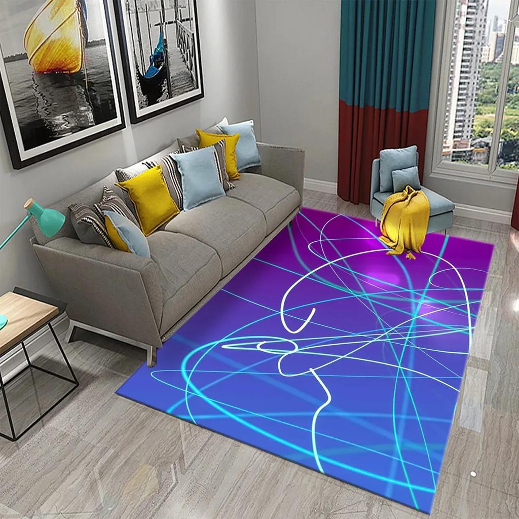 3D bunter fließender Linienwirbel Teppich Stilvoller moderner abstrakter Teppich Wohnzimmer Schlafzimmer Dekor Teppiche Badezimmer rutschfest