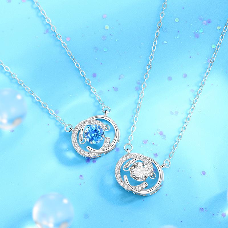 Double C Double G Flexible Necklace for Women, Simple Beating Heart Pendant Collarbone Chain