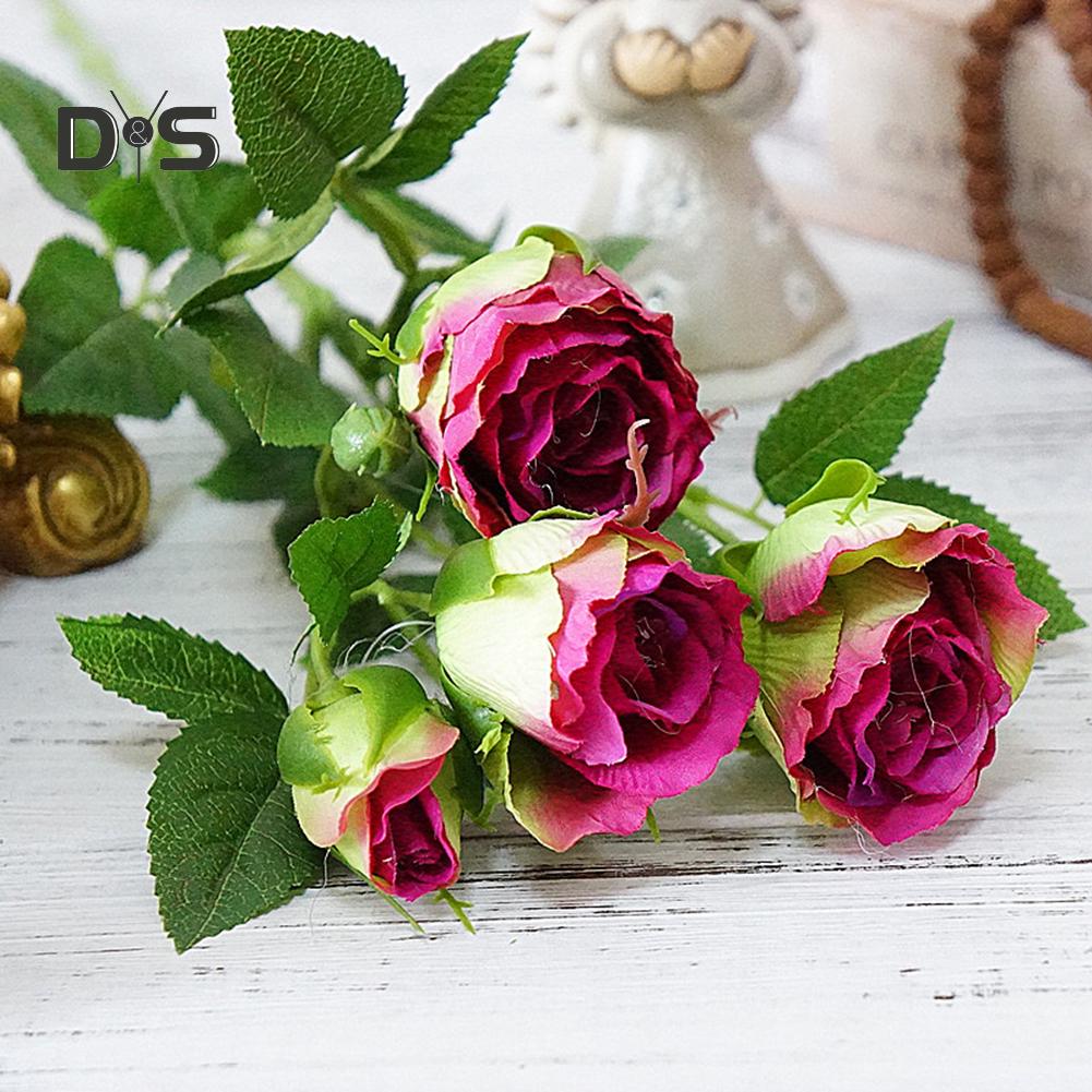 Blooming Bouquet Artificial Flower Rose Garden DIY Stage Party Wedding Holiday Craft Decor