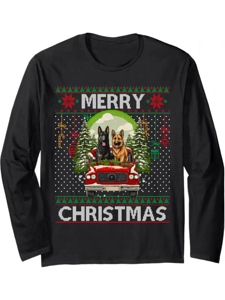 Funny Christmas Ornament Printed T-Shirt Santa Claus Costume 3D Print Men's Long Sleeve T Shirt Harajuku Pullovers Men Clothing