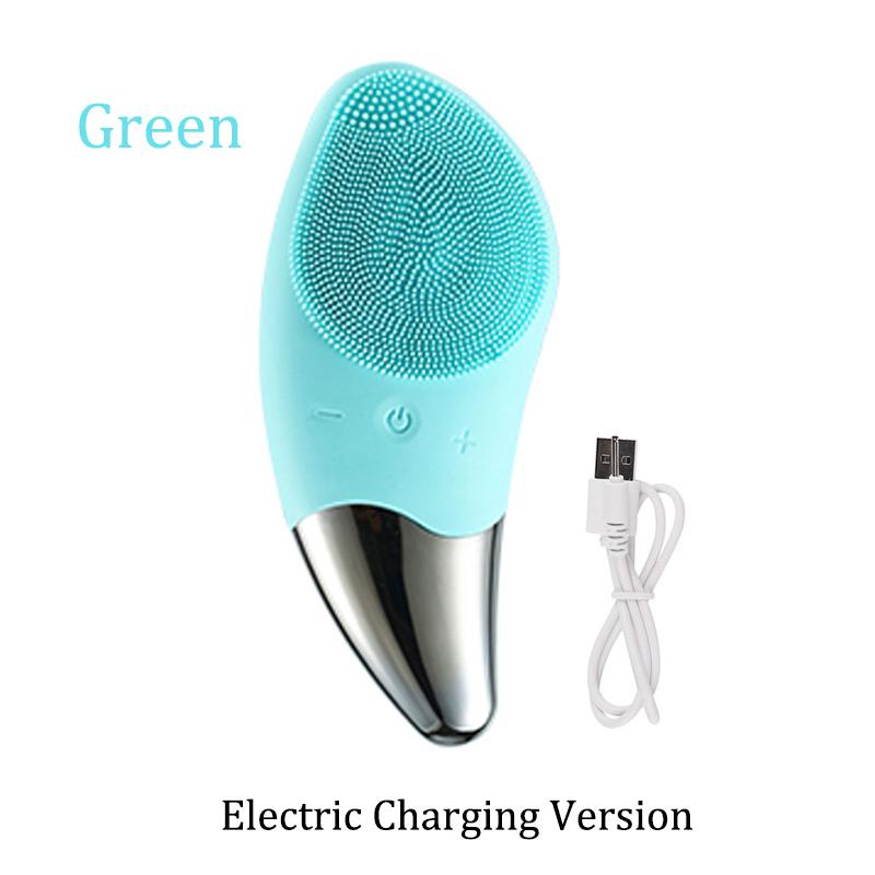 Electric Facial Cleansing Brush Deep Cleaning Face Ultrasonic Silicone Beauty Eye Massage Face Cleansing Instrument USB Charger
