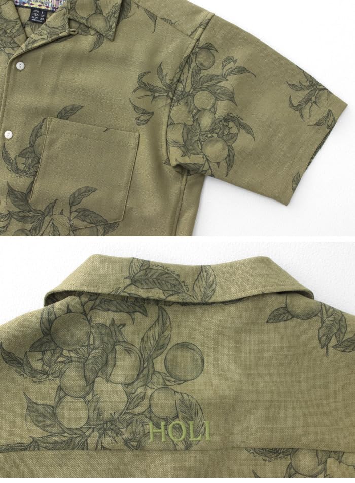 NANGA Saru Shirt N2500-1J600C Men's Short Sleeve Open Collar Floral Print M KHA Khaki